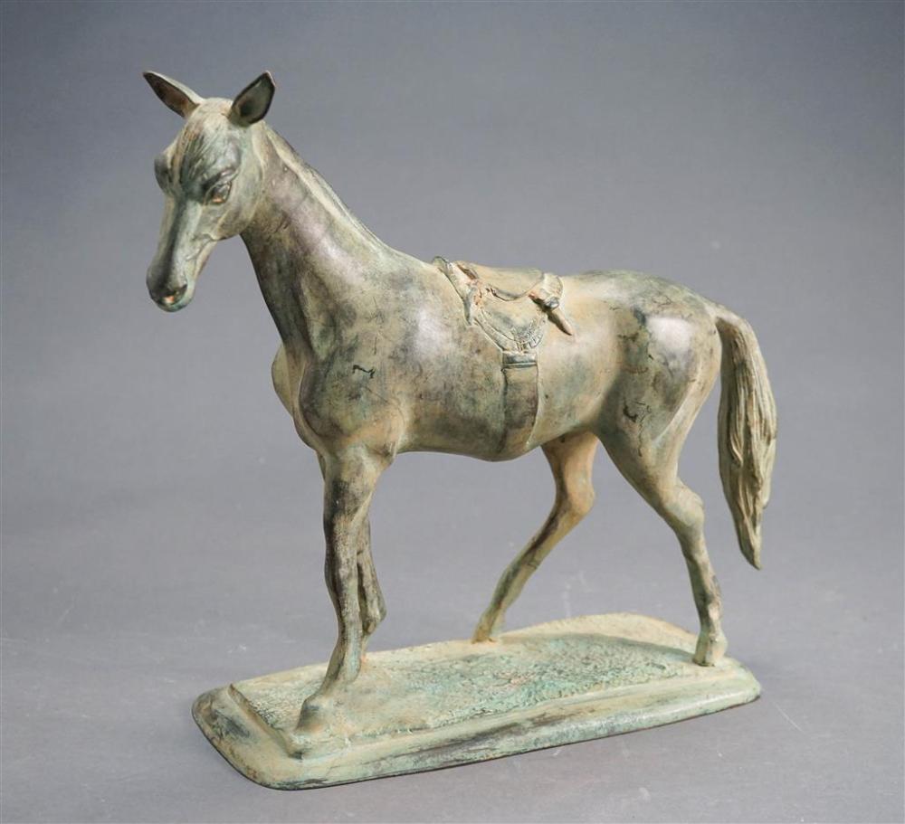 VERDIGRIS BRONZE HORSE, H: 12-3/4,