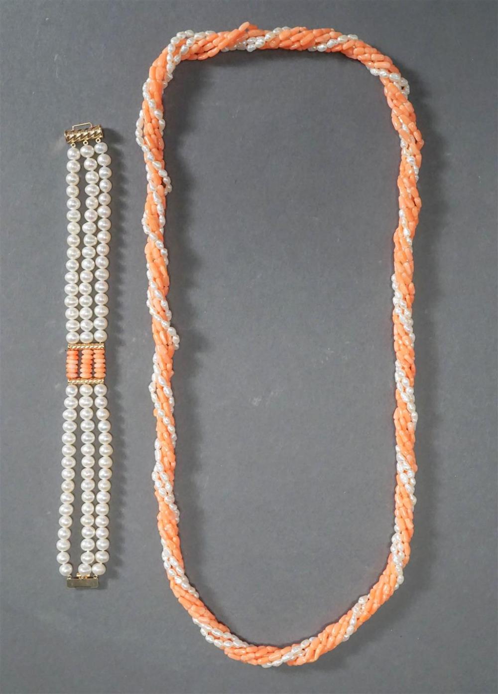 FRESHWATER PEARL AND CORAL NECKLACE