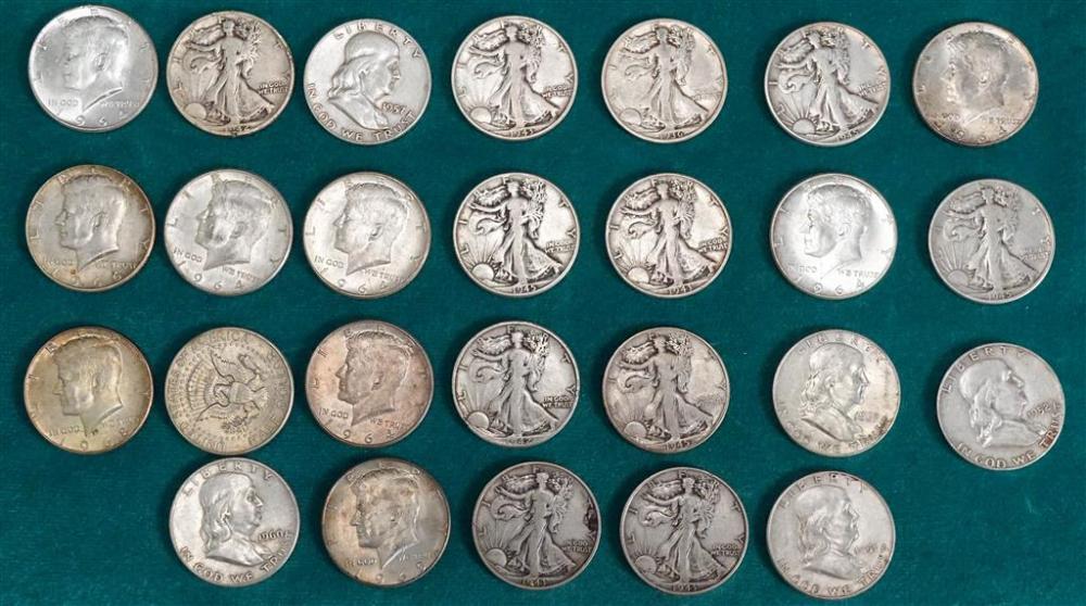 TWENTY-TWO U.S. SILVER HALF DOLLARS