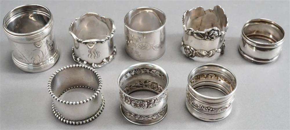 EIGHT STERLING SILVER AND COIN
