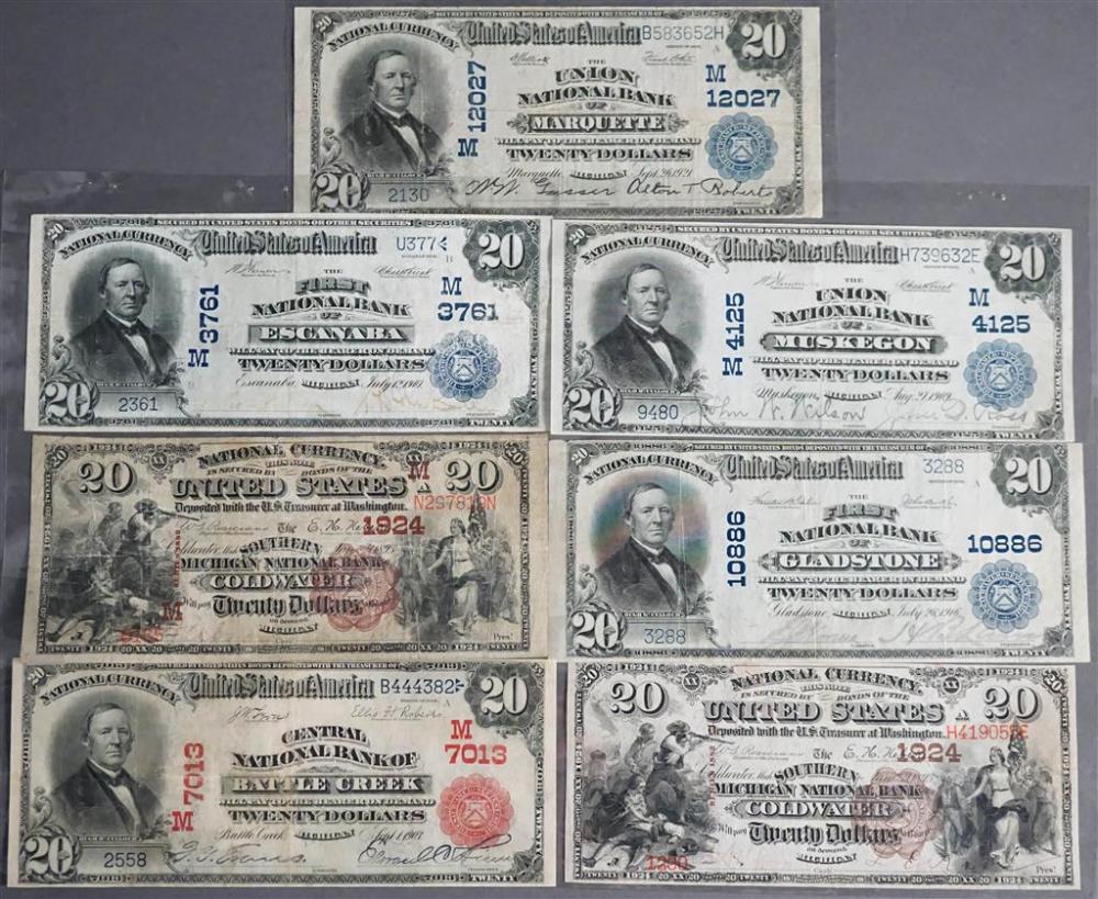 SEVEN U.S. 20-DOLLAR NOTES, LARGE
