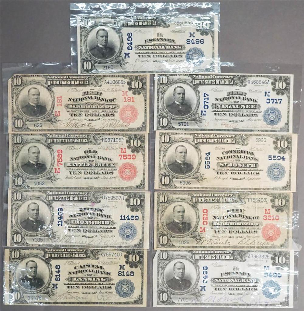 NINE U S 10 DOLLAR NOTES LARGE 32846f