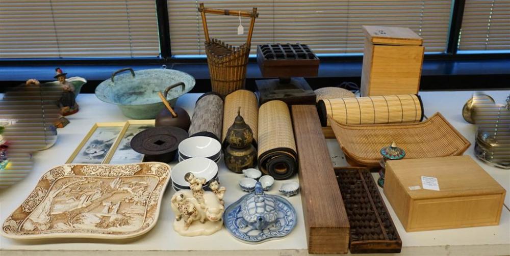 WOVEN CEREMONIAL MATS, WOOD BOXES, JAPANESE