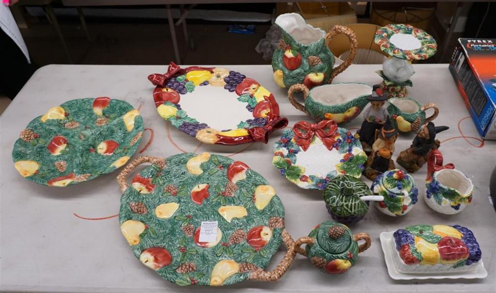 GROUP WITH HOLIDAY THEME CERAMIC TABLE