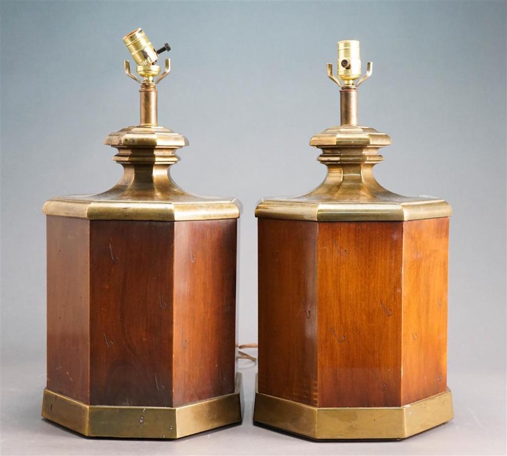 PAIR OF BRASS MOUNTED FRUITWOOD
