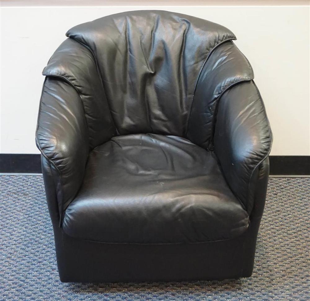 MODERN BLACK LEATHER SWIVEL CHAIRModern 328515