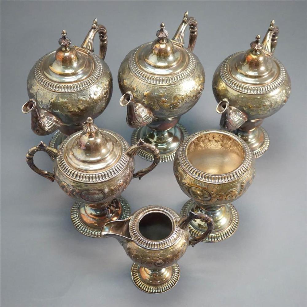 VICTORIAN SILVER PLATE SIX-PIECE