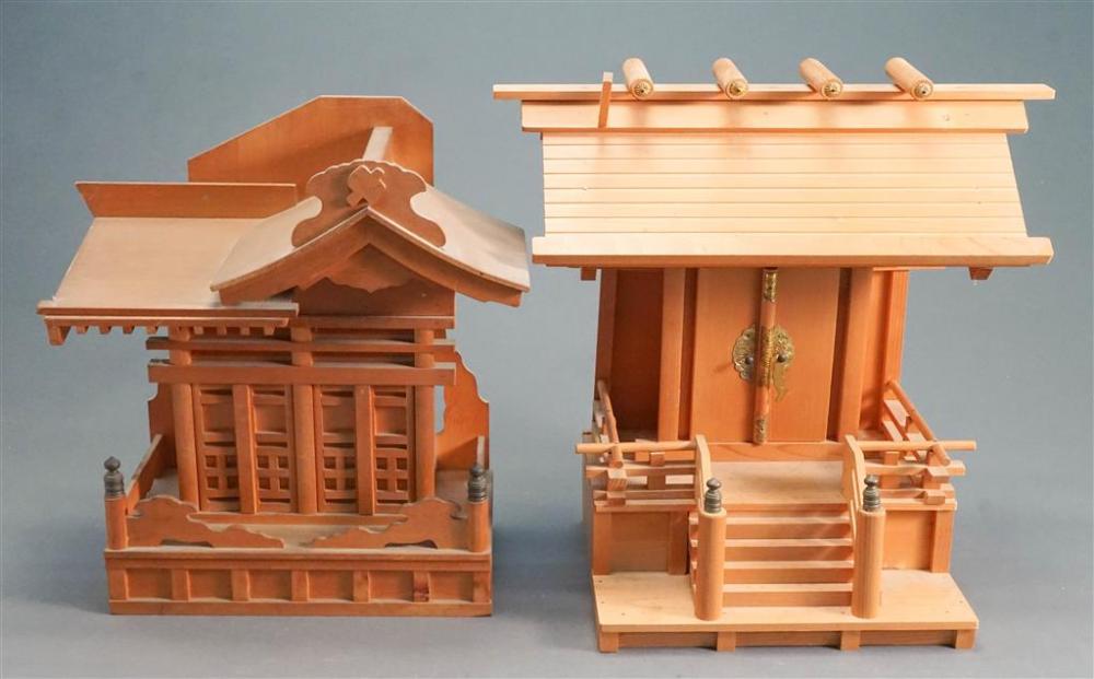 TWO JAPANESE WOOD TEMPLE SHRINES,
