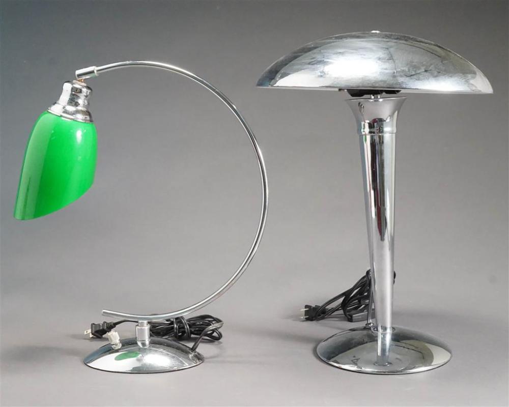 TWO CONTEMPORARY CHROME TABLE LAMPSTwo 3285b3