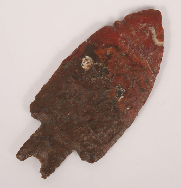 Red flint bifurcated stemmed blade