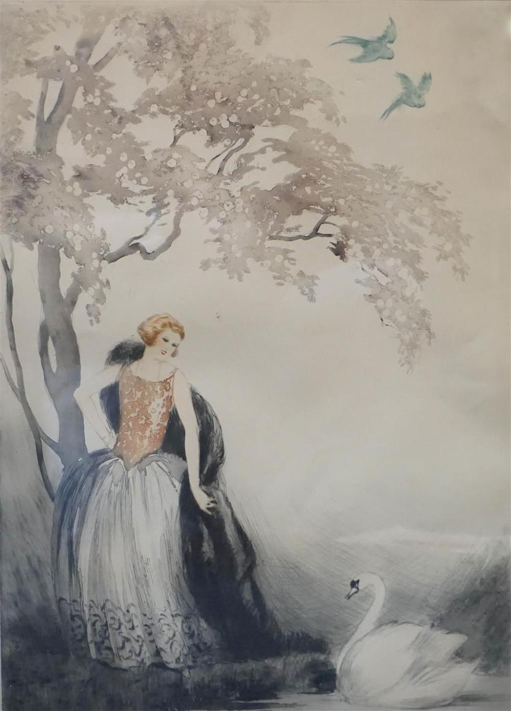 J. HARDY, WOMAN AND SWAN, DRYPOINT