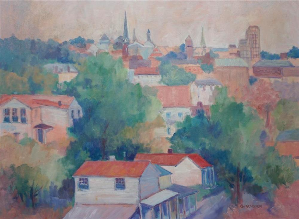 G. MCCRAW, CITYSCAPE, OIL ON CANVAS,