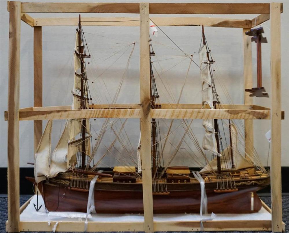 CARVED WOOD MODEL SHIP, H: 26-3/4 IN;
