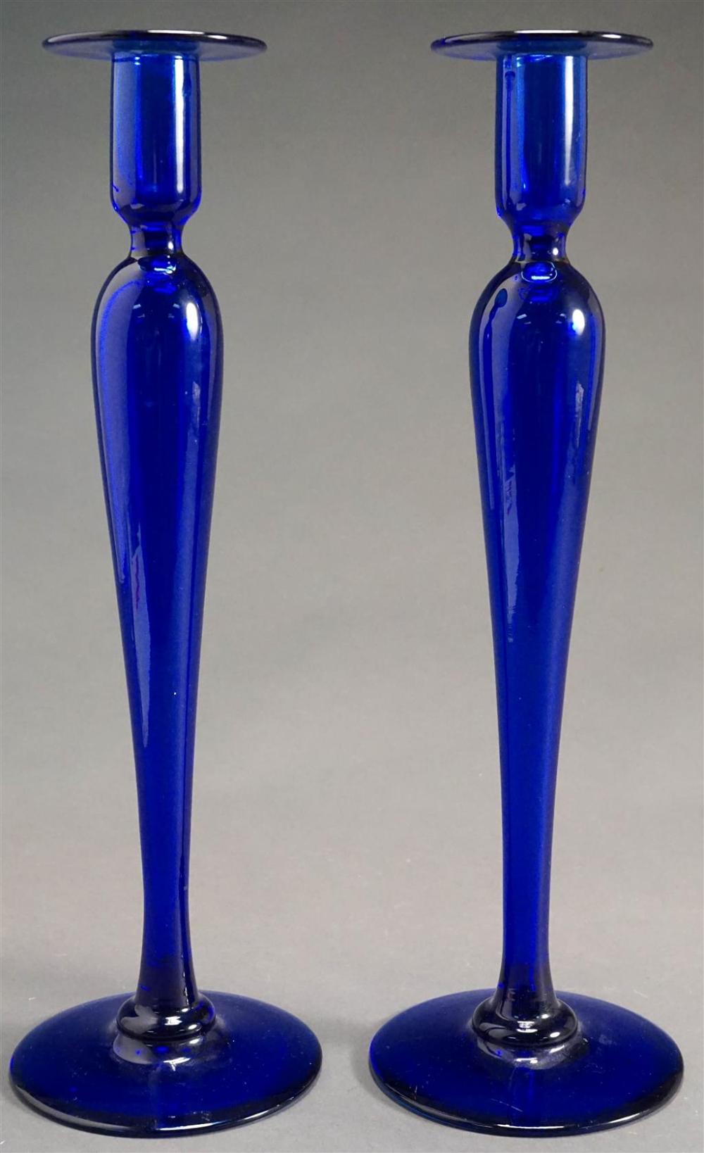PAIR OF PAIRPOINT COBALT BLUE GLASS
