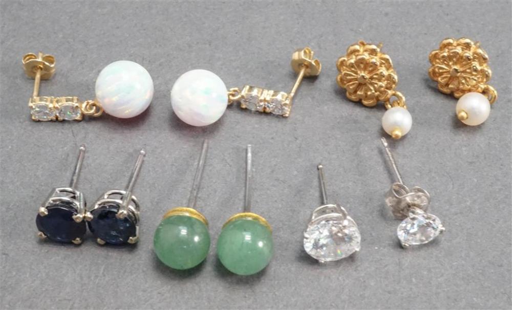 FIVE PAIRS OF GEMSTONE MOUNTED 328685