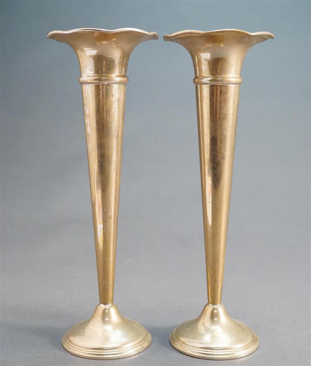 PAIR EMPIRE WEIGHTED STERLING TRUMPET-FORM