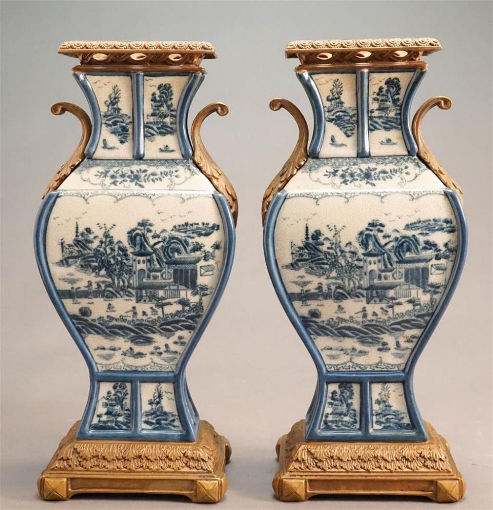 PAIR CHINESE BLUE AND WHITE FRENCH