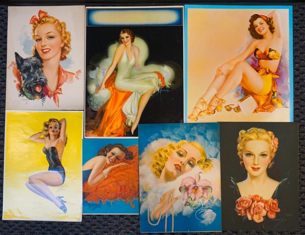COLLECTION OF SEVEN UNFRAMED PIN-UP