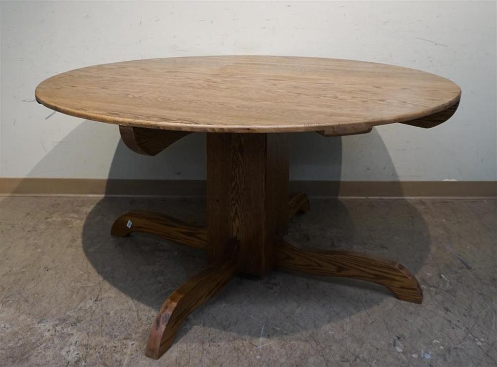 OAK DINETTE TABLE WITH GLASS TOP, H: