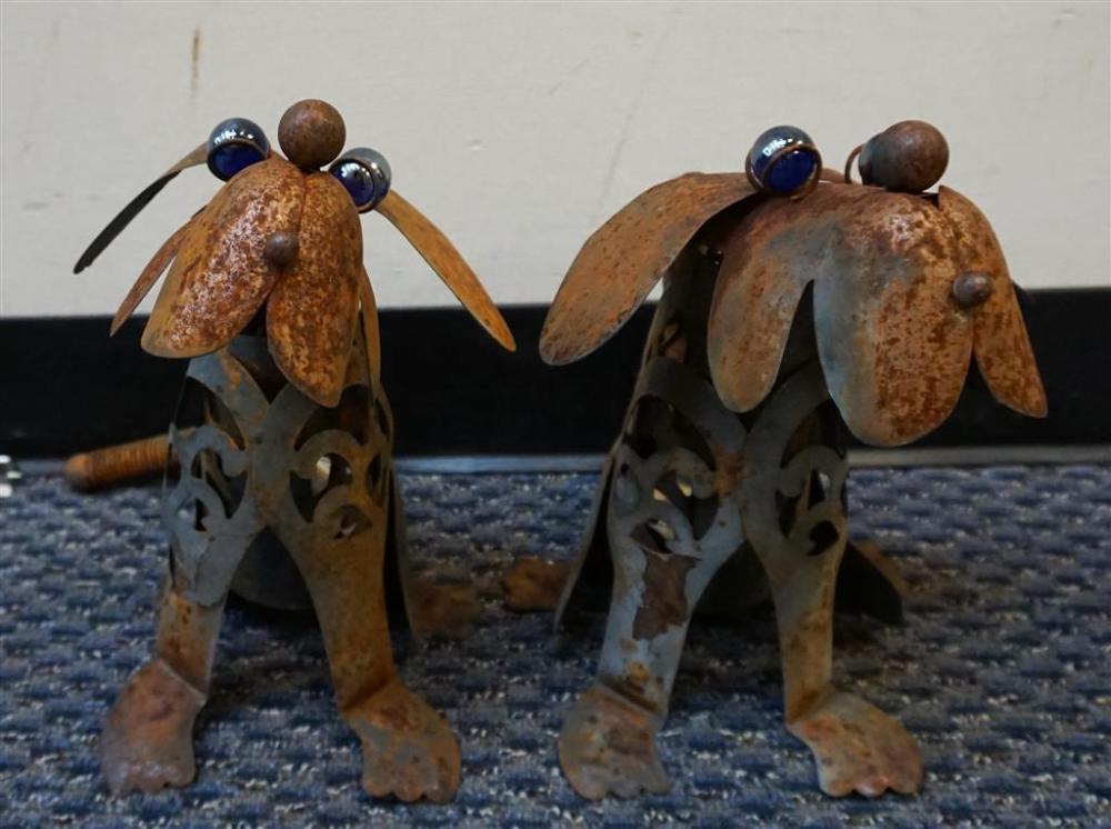 PAIR WEATHERED SHEETMETAL 'DOG'