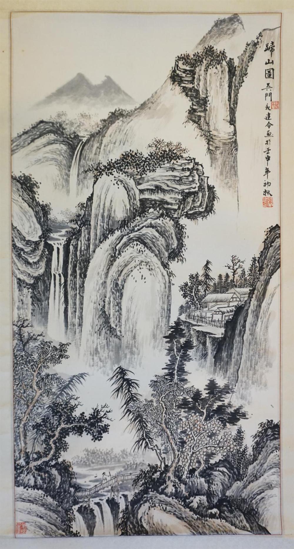 CHINESE HANGING SCROLL, INK DRAWING,