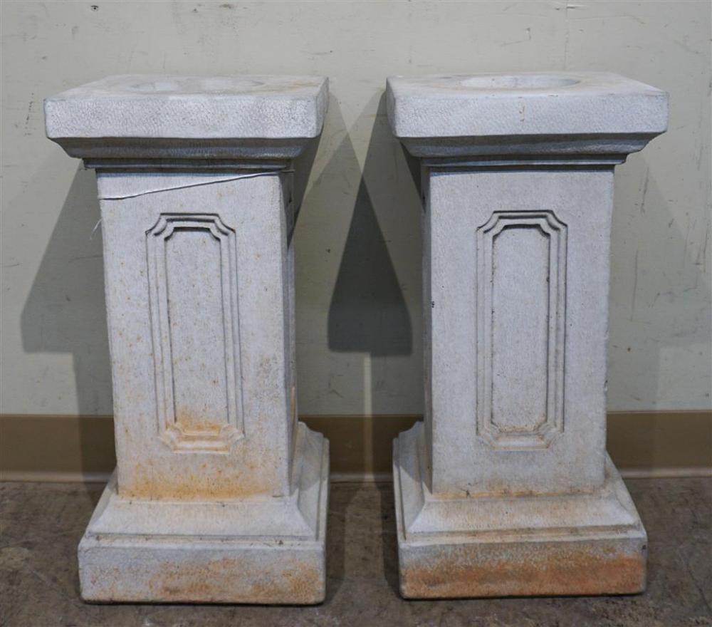 PAIR CAST CEMENT SQUARE GARDEN 3287b2