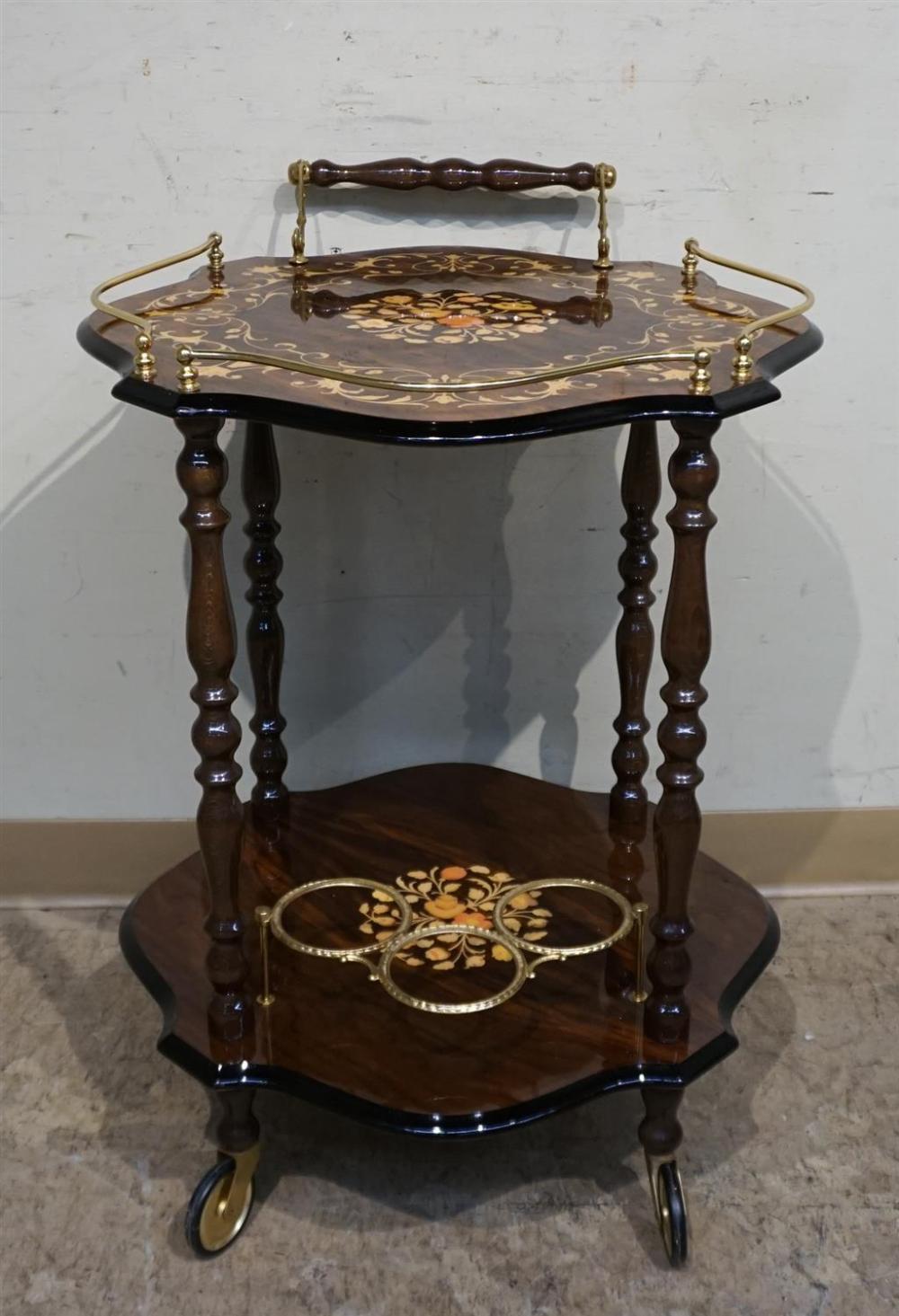 ITALIAN MARQUETRY WOOD TWO TIER 3287c2