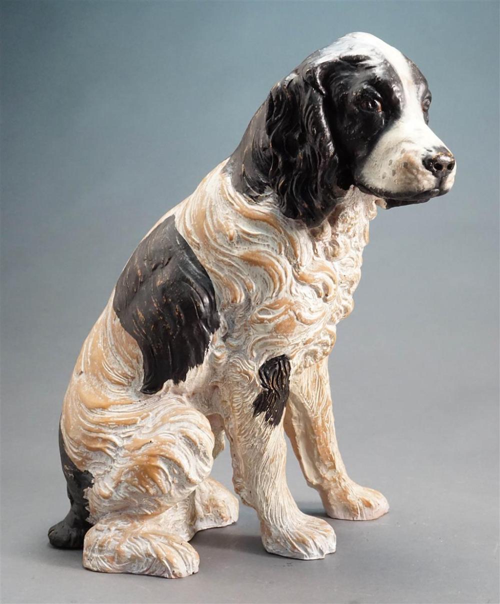 DECORATED PLASTER SPANIEL, H: 18 INDecorated