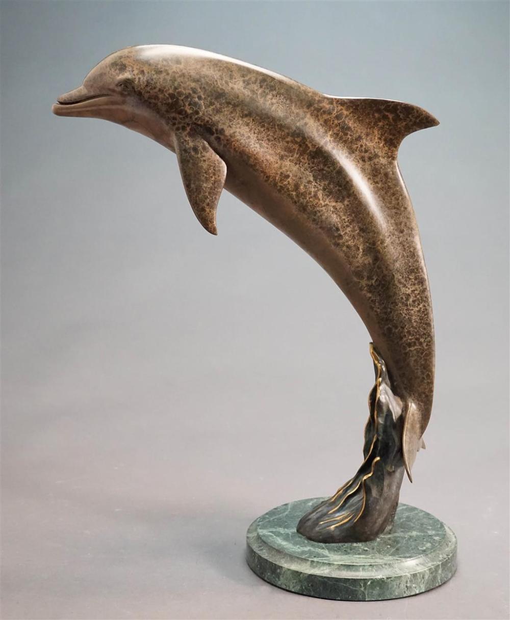 PATINATED METAL FIGURE OF LEAPING 32881d