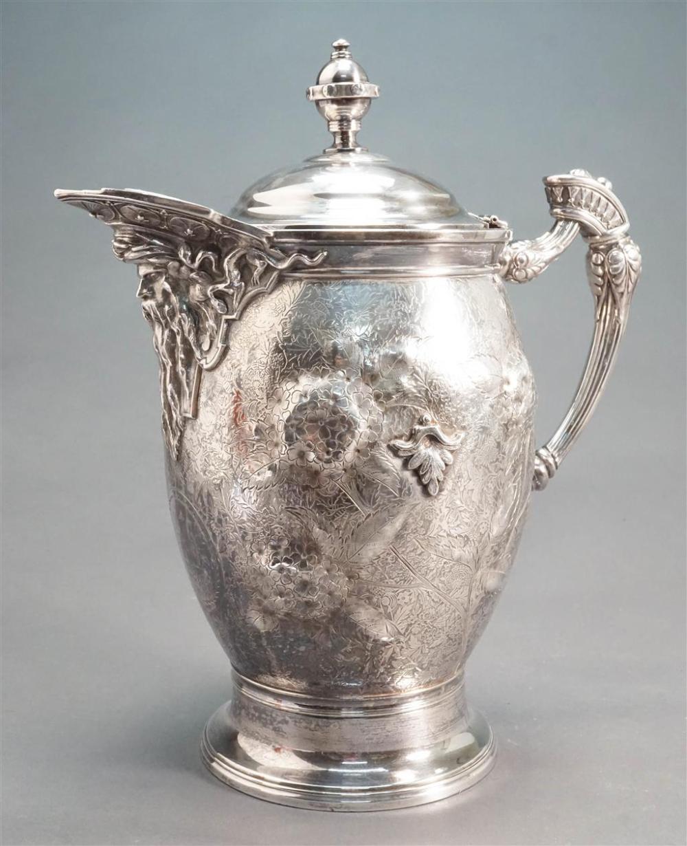 VICTORIAN SILVER PLATE WATER PITCHER,