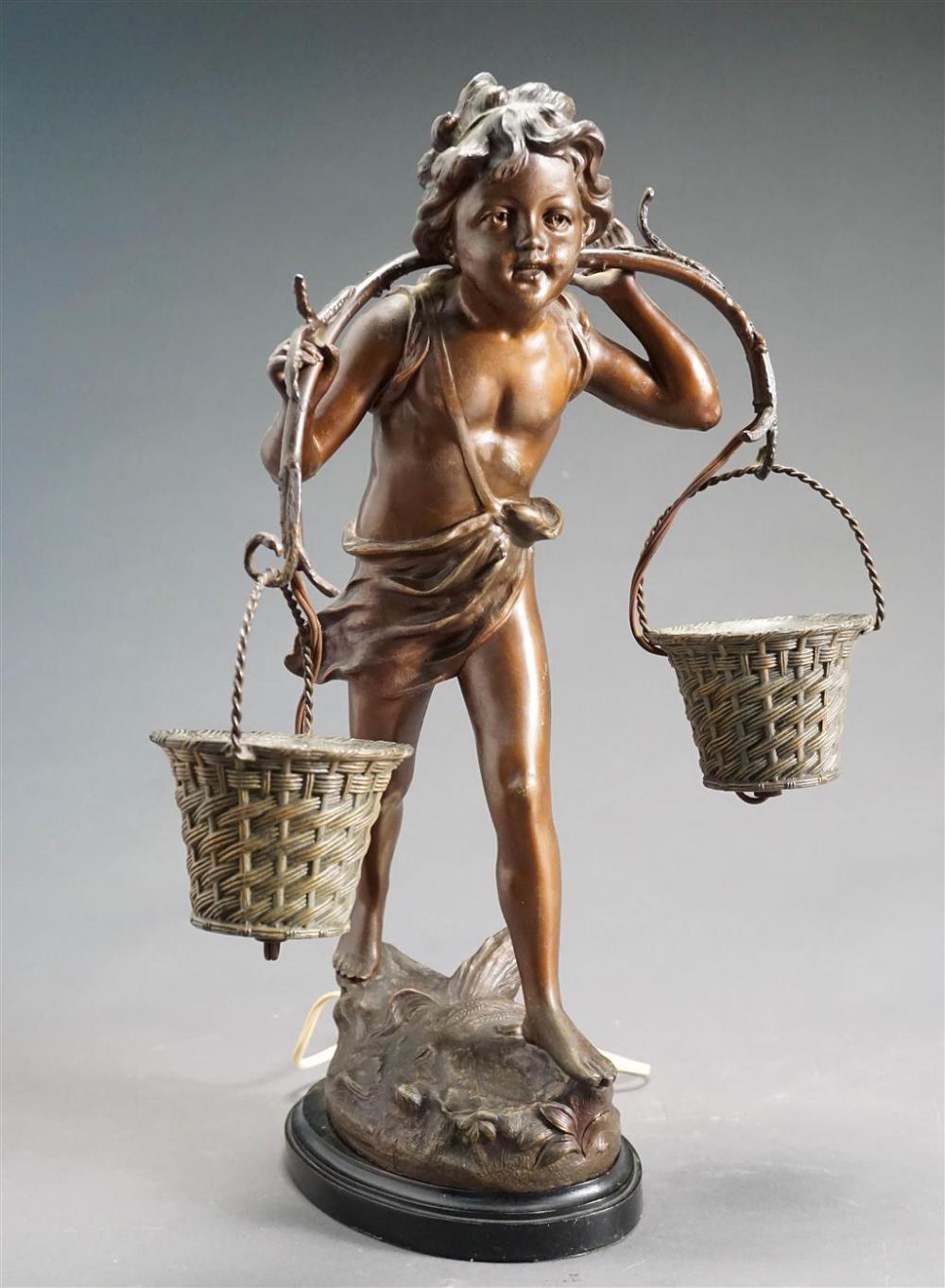 PATINATED METAL FIGURAL LAMP, H: