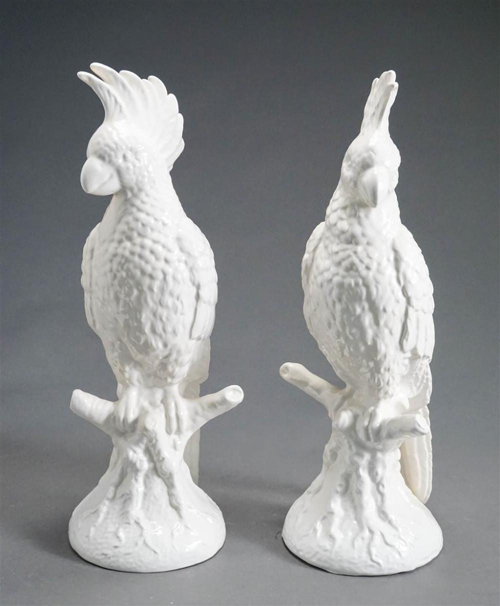 PAIR ITALIAN WHITE GLAZED PERCHED