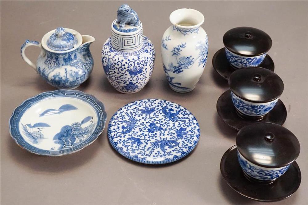 COLLECTION OF NINE BLUE AND WHITE,