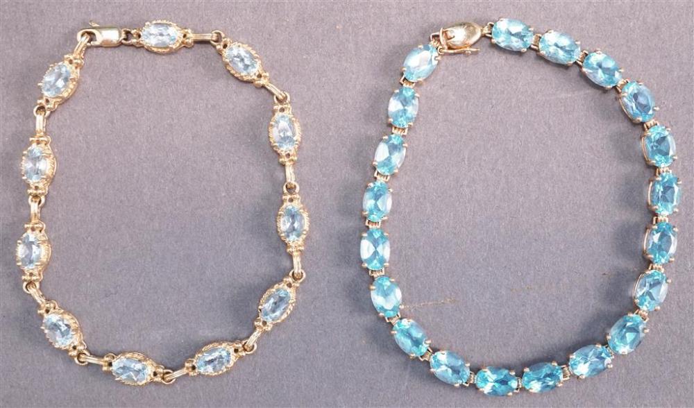 TWO 10-KARAT YELLOW-GOLD AND BLUE