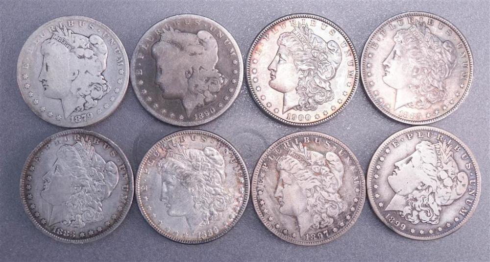 EIGHT U.S. MORGAN SILVER DOLLARSEight