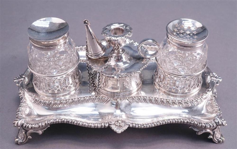 EARLY VICTORIAN SILVER PLATE INKWELL