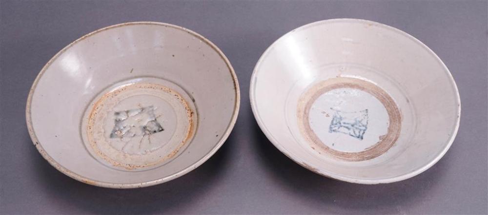 TWO CHINESE BLUE AND WHITE BOWLS, D: