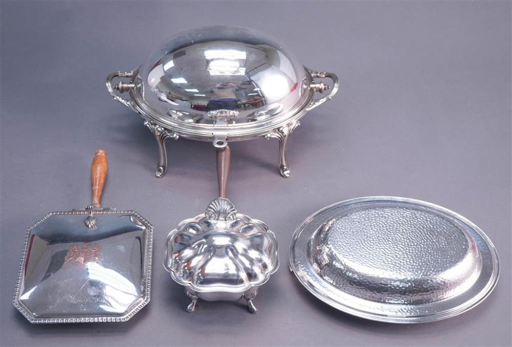 FOUR SILVER PLATE SERVING ARTICLESFour