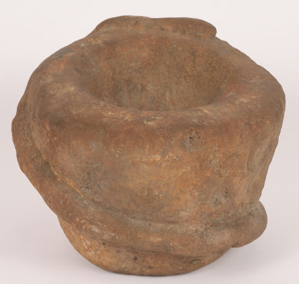 Snake effigy stone mortar. 13 lbs.