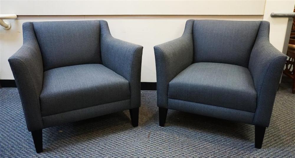 PAIR OF STEEL BLUE UPHOLSTERED 3289f9