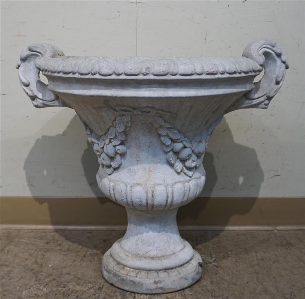 CAST CEMENT TWO-HANDLE GARDEN JARDINIERE,