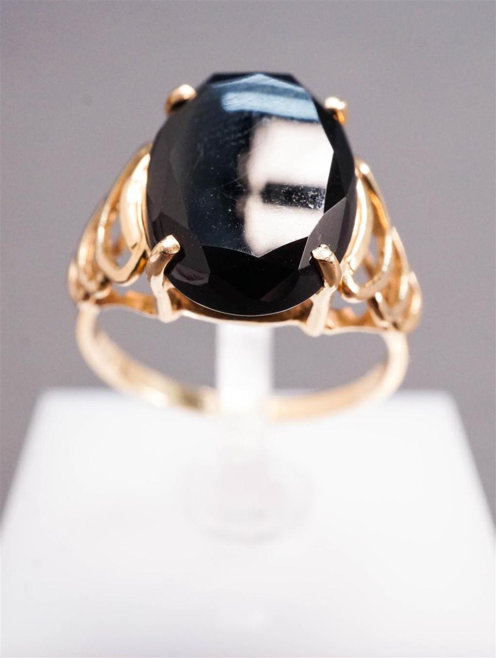 14-KARAT YELLOW-GOLD FACETED BLACK