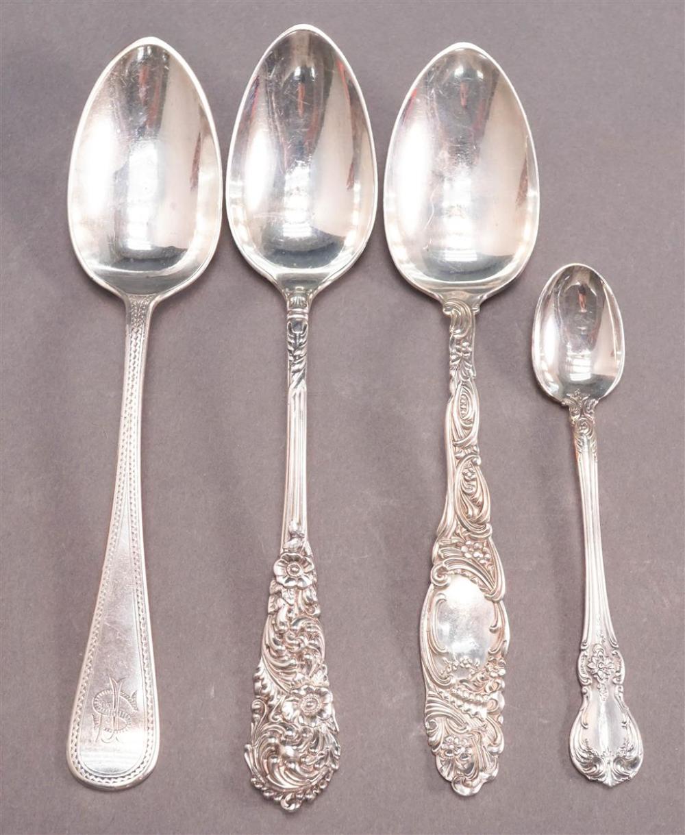 FOUR ASSORTED STERLING SPOONS, 5.5 OZFour