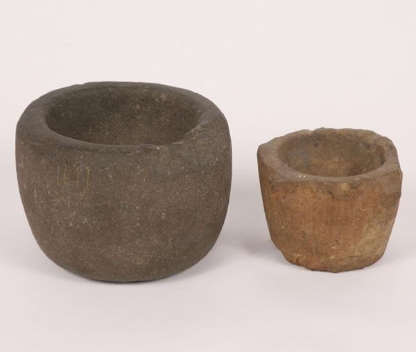 Lot of 2 stone mortars; small mortar