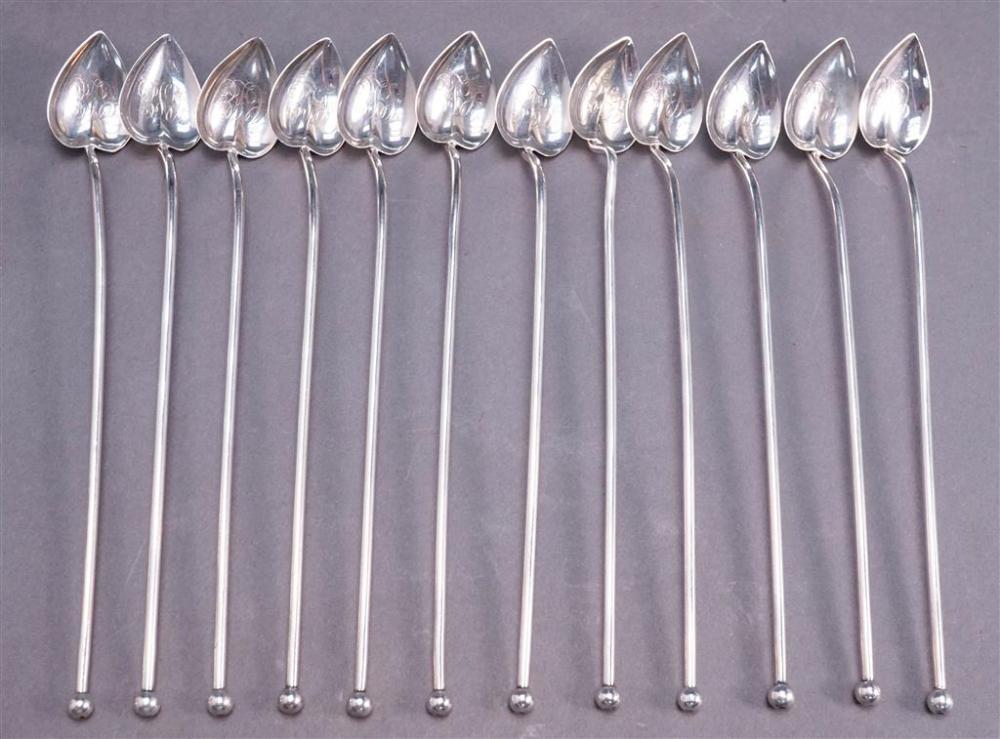 SET OF 12 STERLING ICED TEA SIPPING