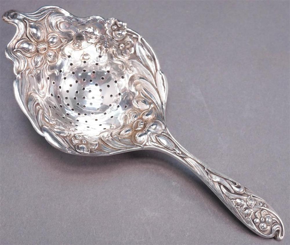 ART NOUVEAU STERLING SILVER TEA STRAINER,