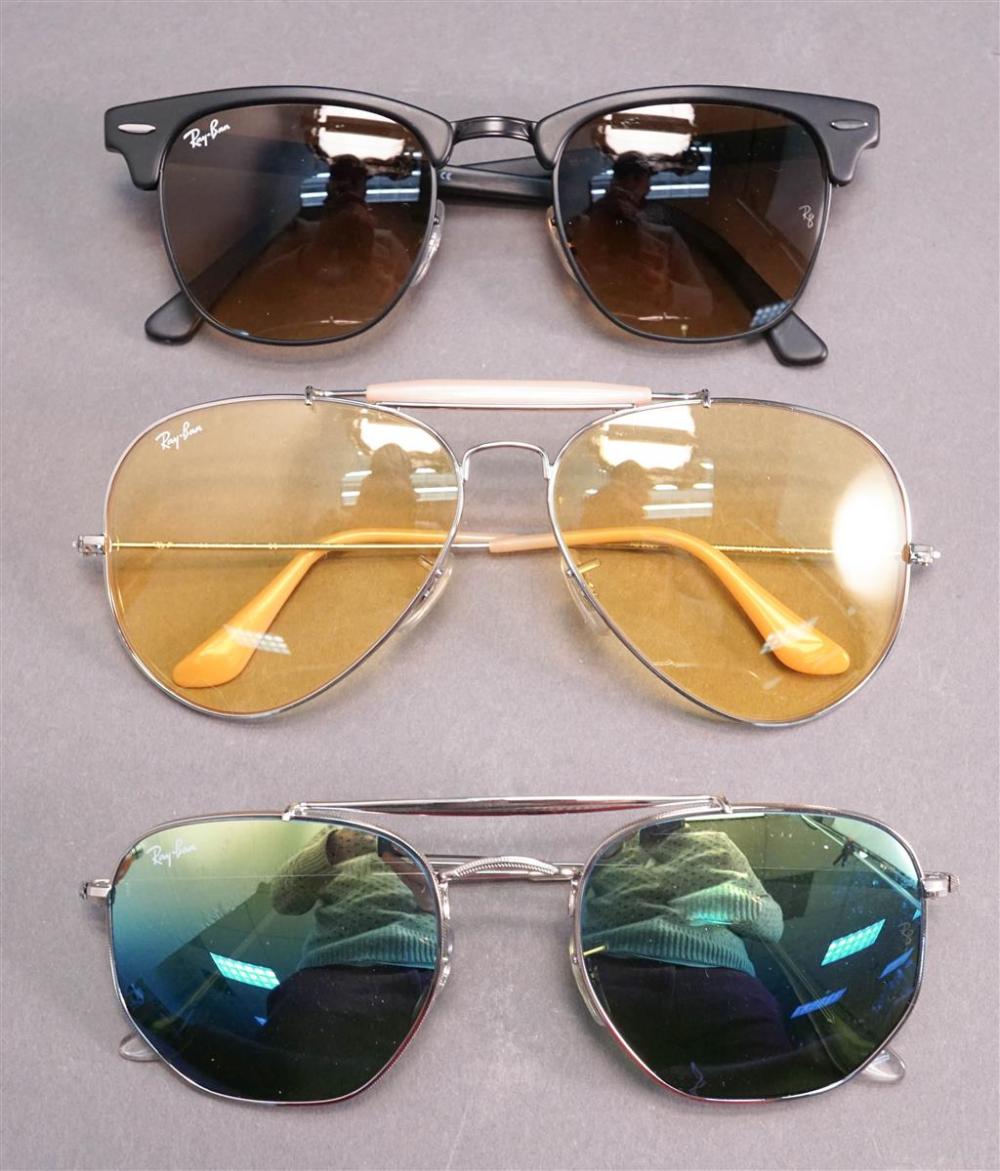 THREE RAY-BAN MEN'S SUNGLASSES,