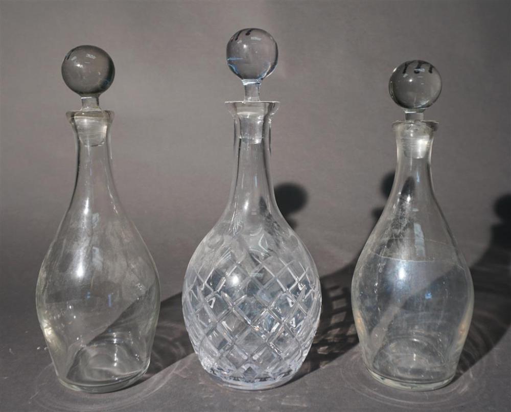THREE CRYSTAL DECANTERS, H OF TALLEST: