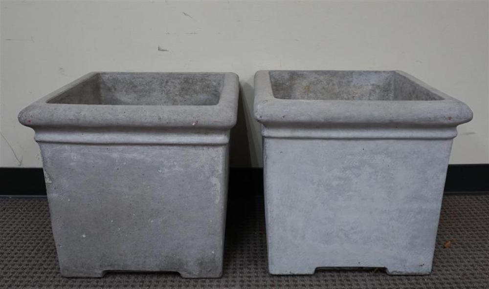 PAIR OF CAST CEMENT SQUARE JARDINIERES  328b9c