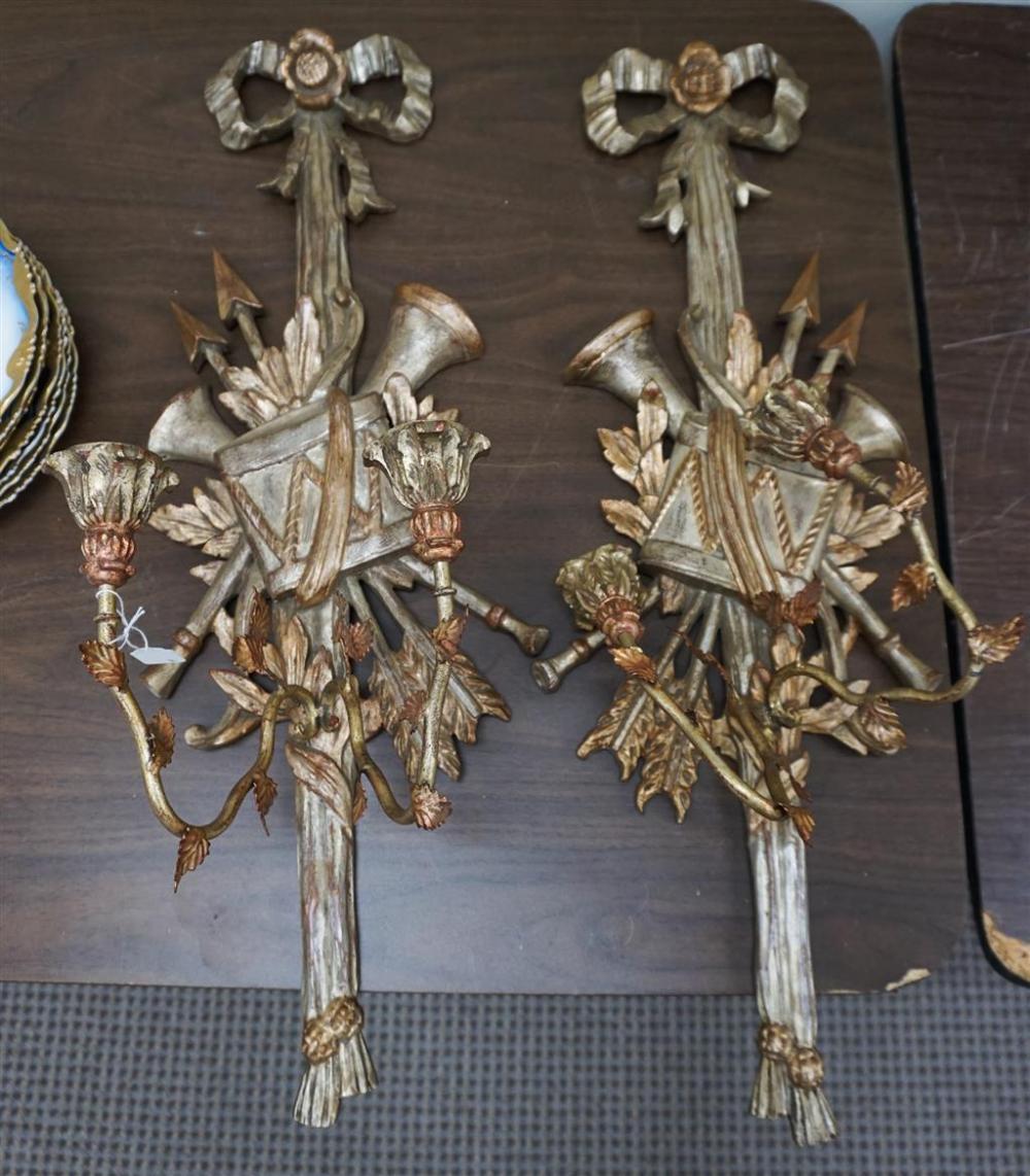 PAIR OF ITALIAN GILT AND SILVERED